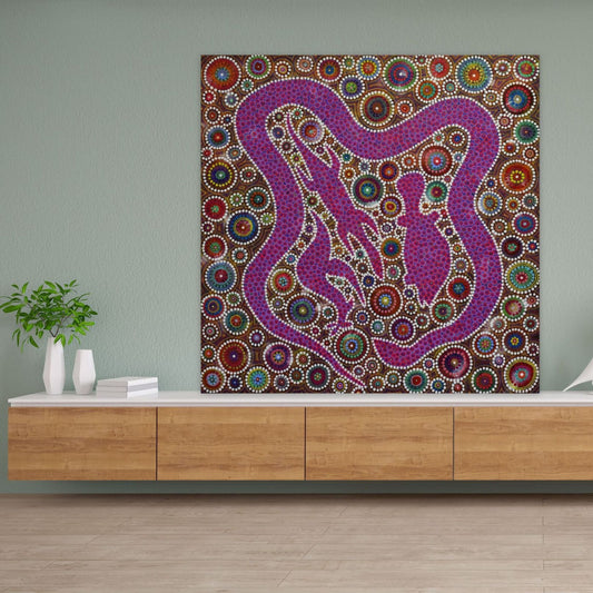 Wiradjuri Bushtucker Dreaming 1 - Art Print on Canvas