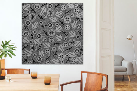 Kangaroo and Emu Dancing - Art Print on Canvas