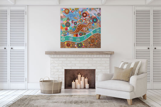 Kangaroo Dreaming 2 - Art Print on Canvas