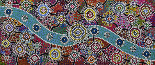 Black Song Lines (Wiradjuri River People) - Art Print on Canvas