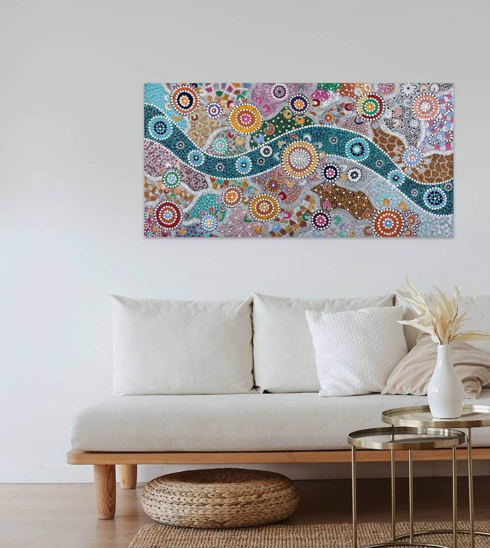 Wiradjuri River People (Original Colours) - Art Print on Canvas
