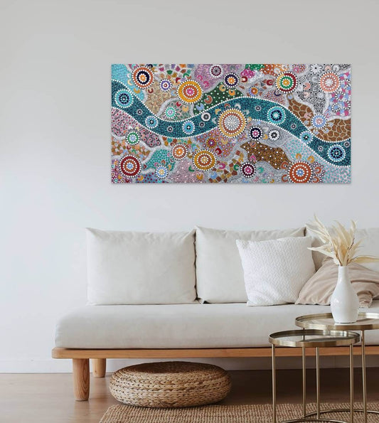 Wiradjuri River People (Original Colours) - Art Print on Canvas