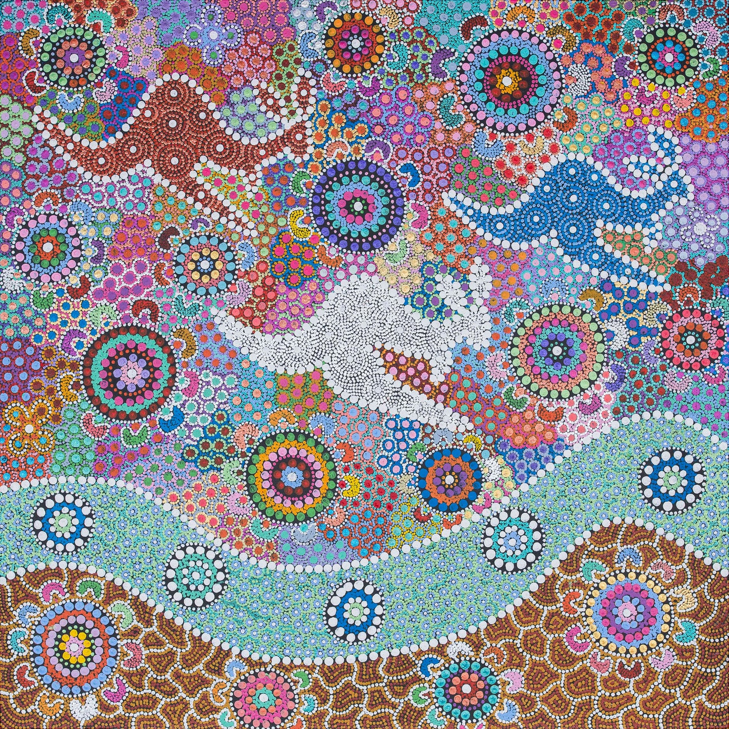 These Wiradjuri Art standard sized coffee mugs come printed with the Kangaroo Dreaming 2 artwork. The mug can be purchased in the colour options of blue, pink, yellow or black for the handle and inside. Indigenous Art Aboriginal Art First Nations Art