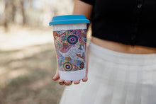 Load image into Gallery viewer, Ceramic Keep Cup / Travel  Mug - Kangaroo Dreaming (various colour silicone lids)
